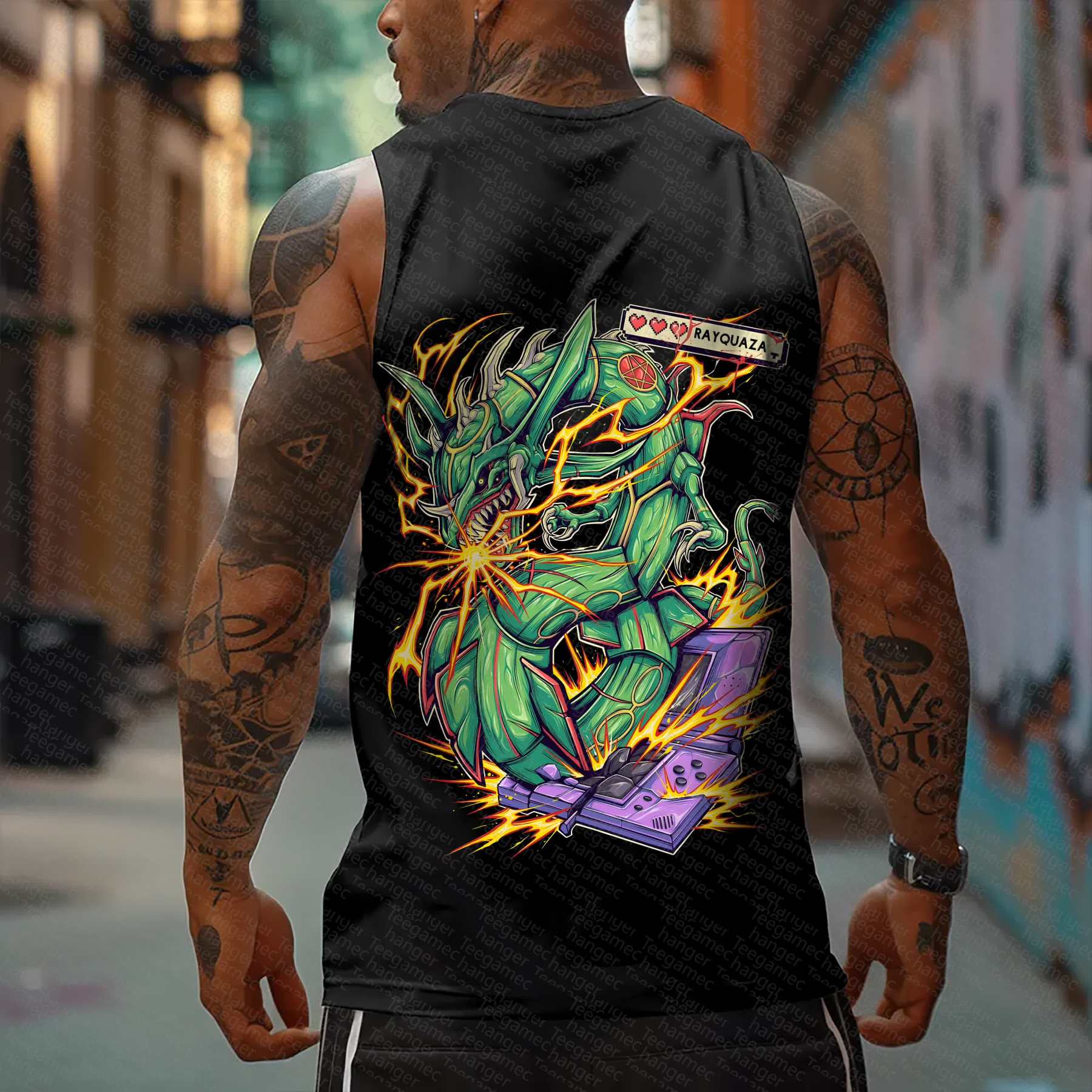 Oversized Anime Print Gym Tank Top