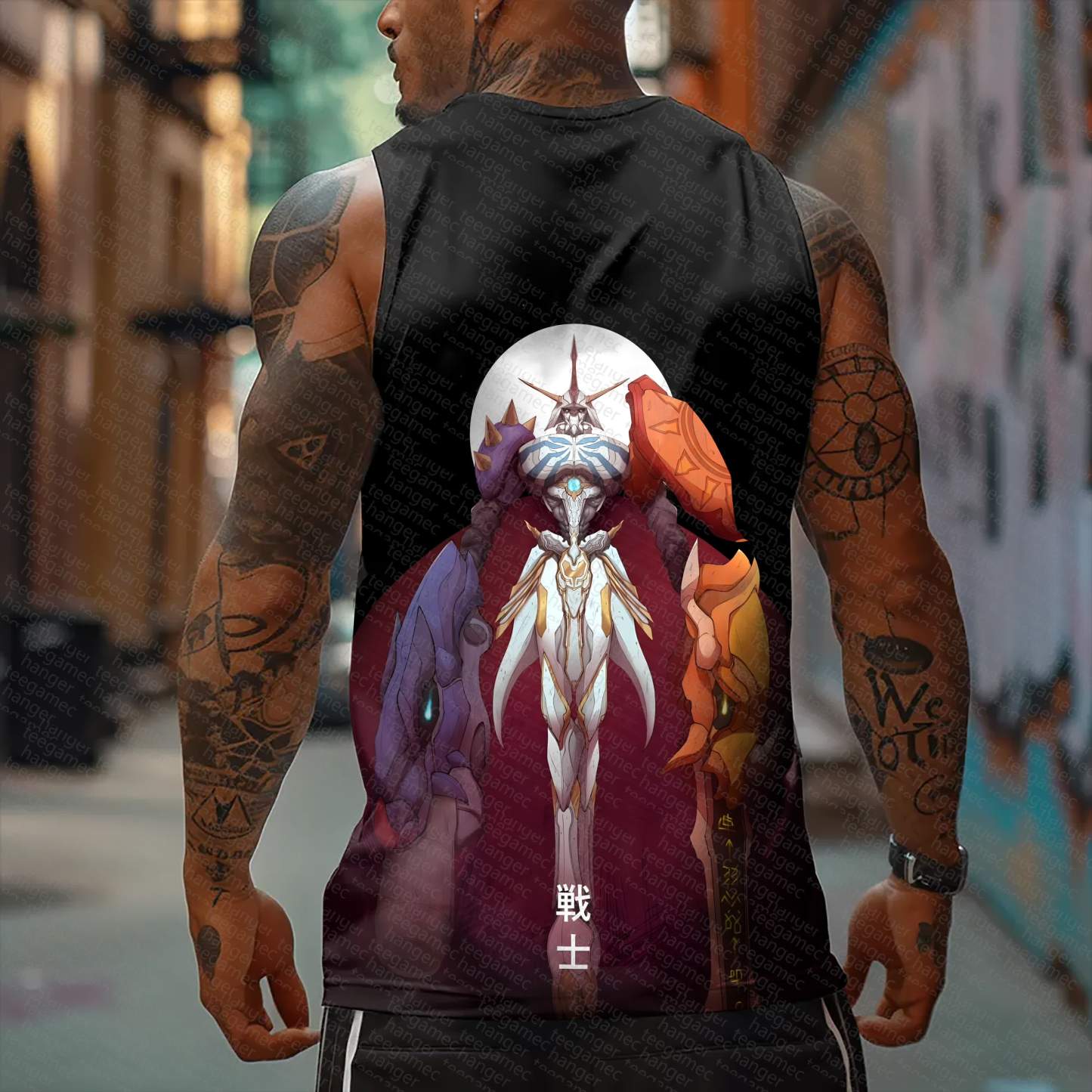 Oversized Anime Print Gym Tank Top