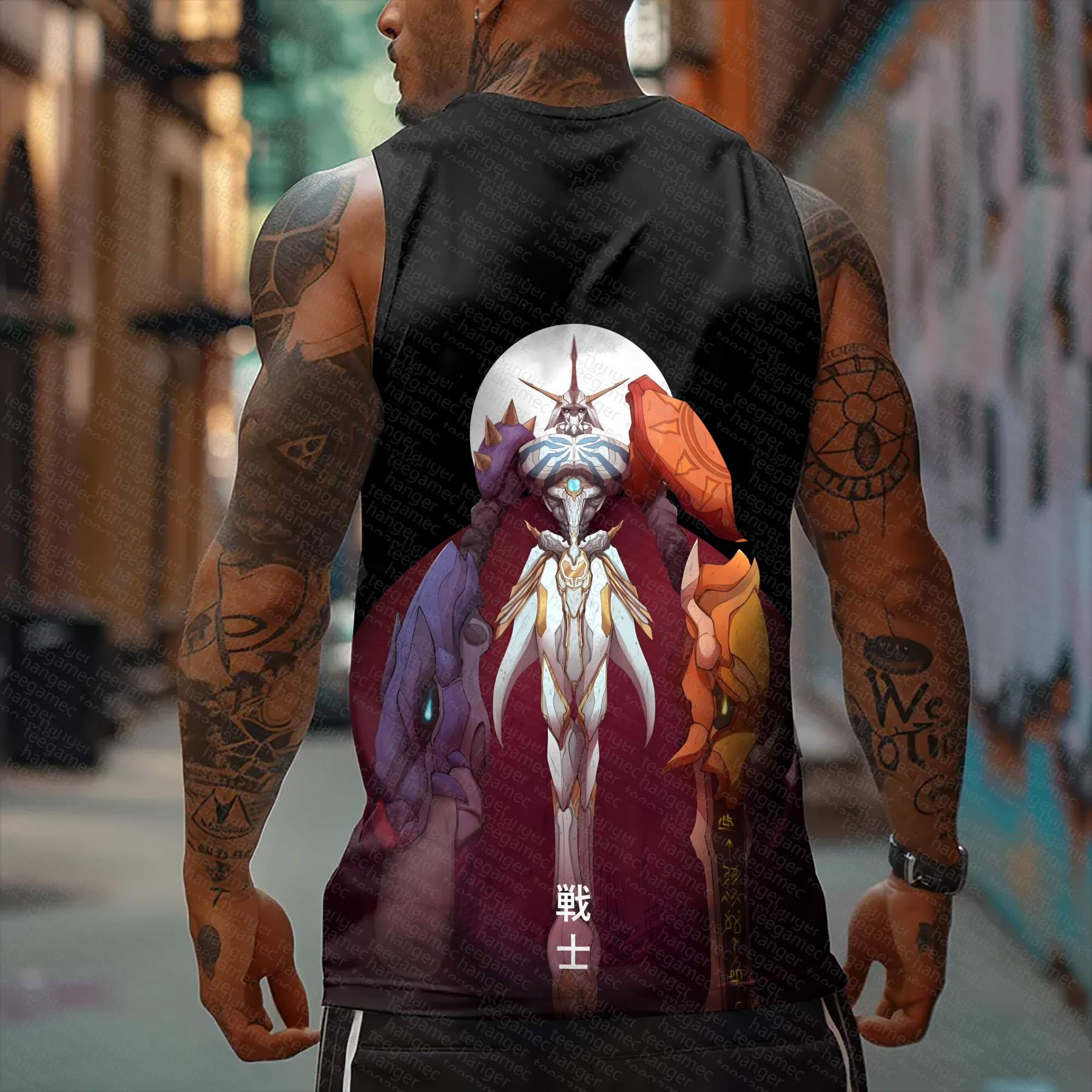 Oversized Anime Print Gym Tank Top