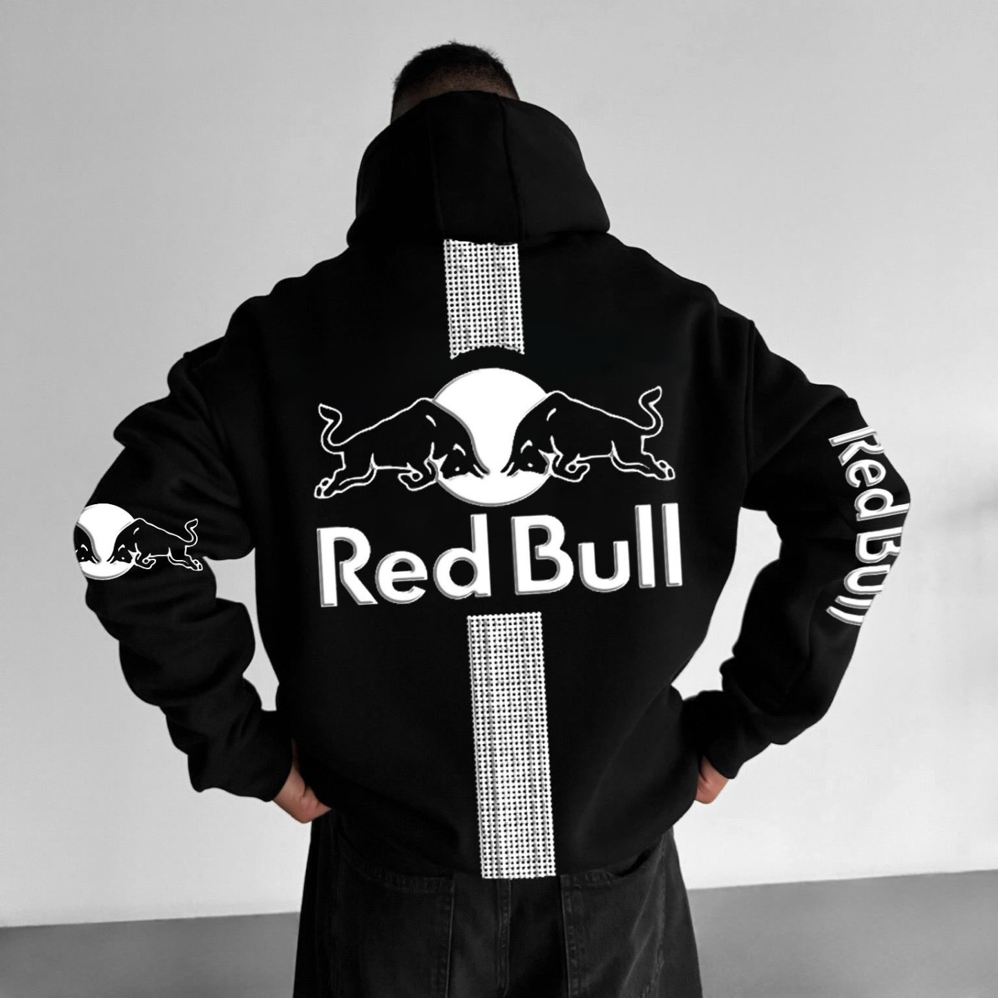 (Puff)Unisex Racing Foam Print Casual Autumn And Winter Oversized Hood
