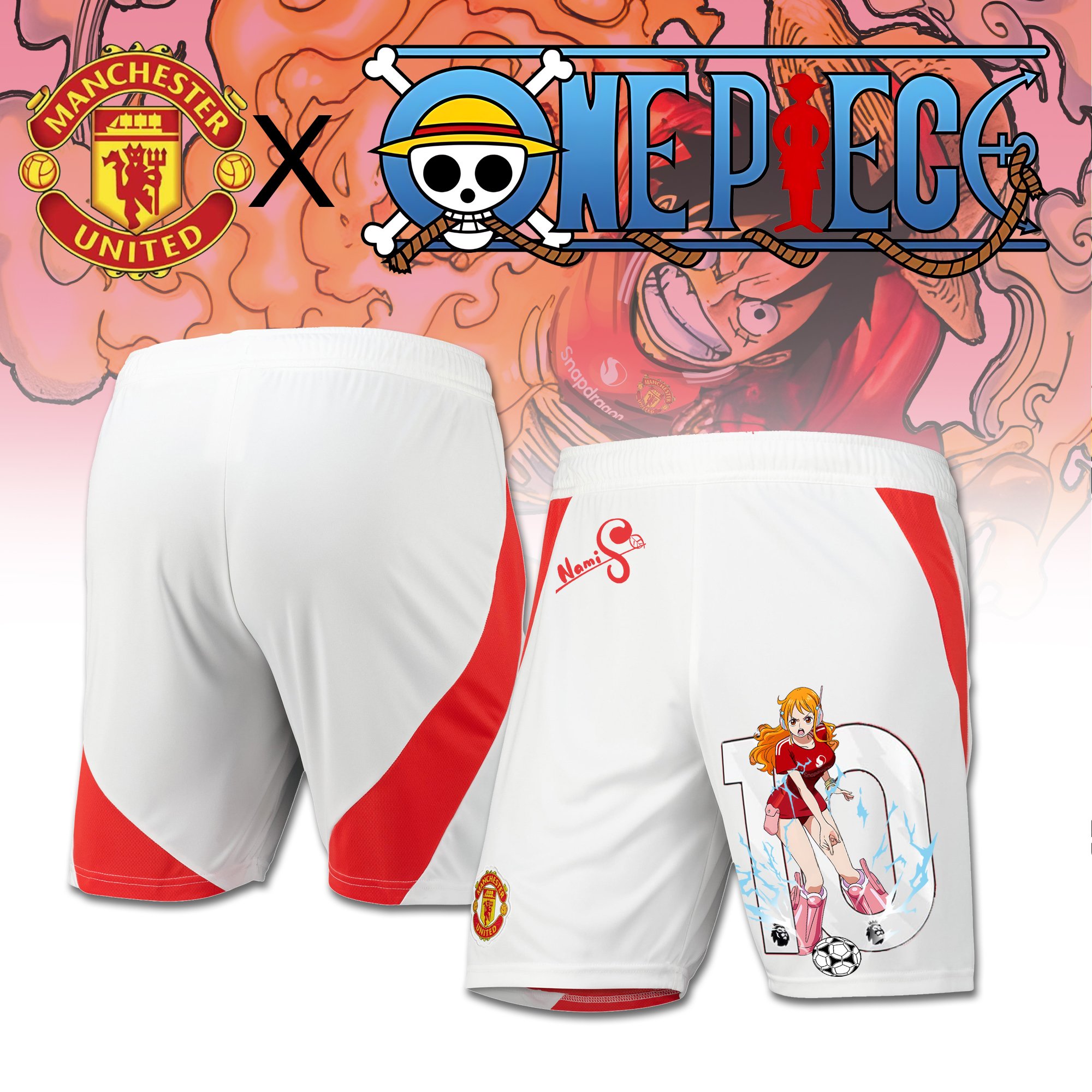 Unisex Retro Shorts | Manchester United x One Piece