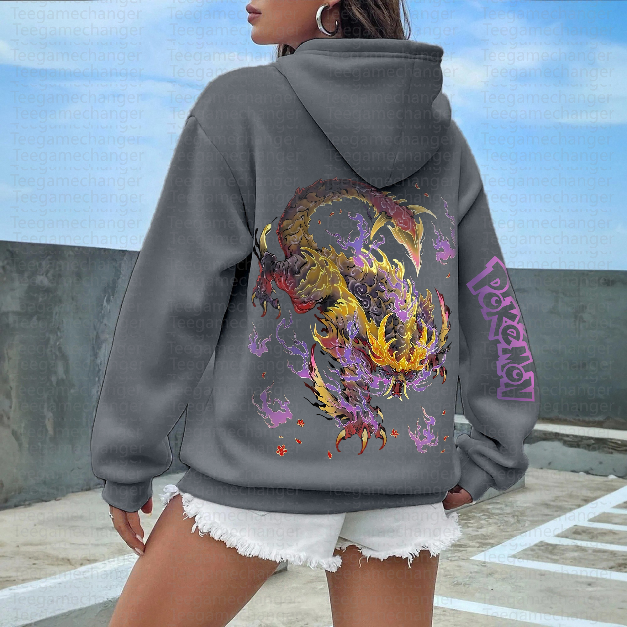 Unisex Anime Graphic Streetwear Vintage Hoodie丨Demon Slayer X Pokémon