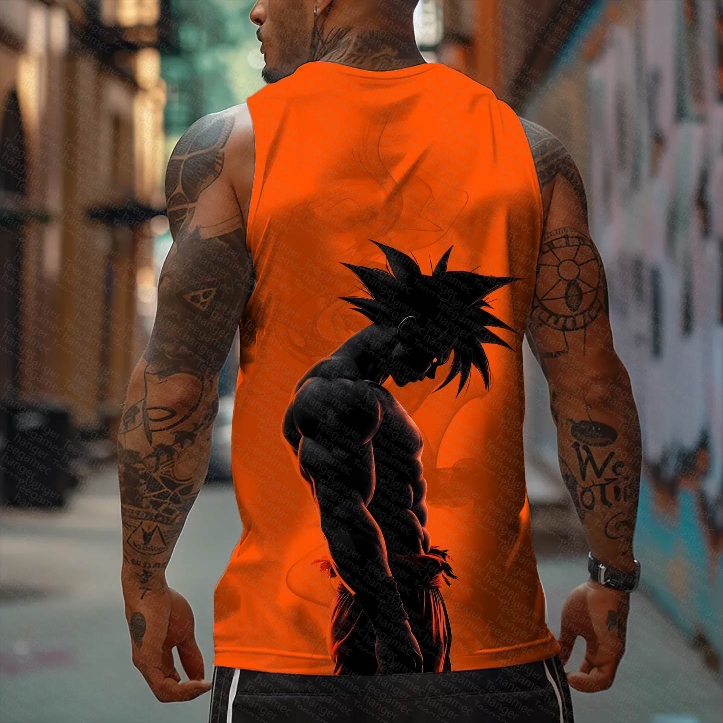 Oversized Anime Print Gym Tank Top
