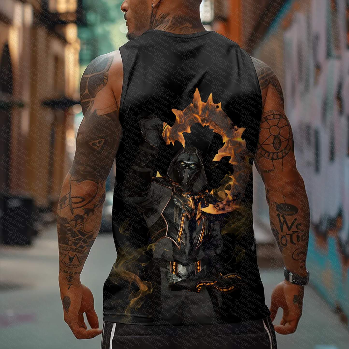Oversized Anime Print Gym Tank Top