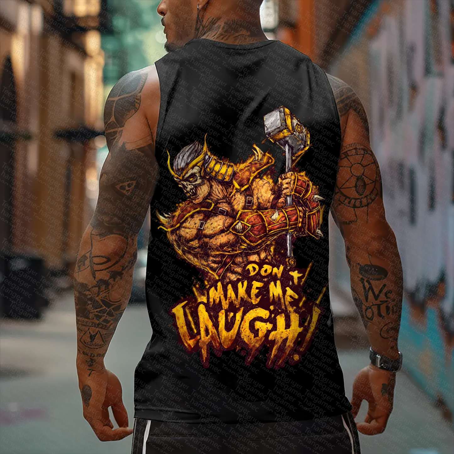 Oversized Anime Print Gym Tank Top