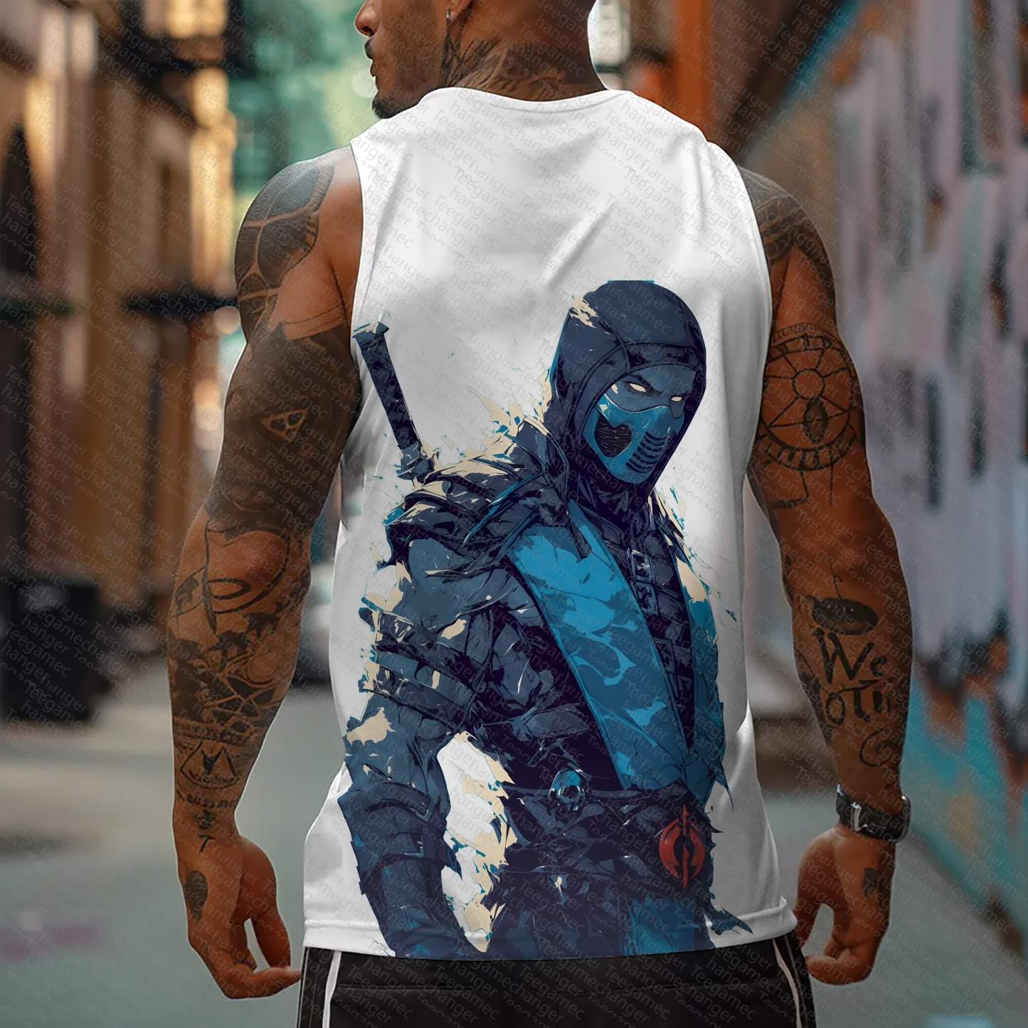 Oversized Anime Print Gym Tank Top