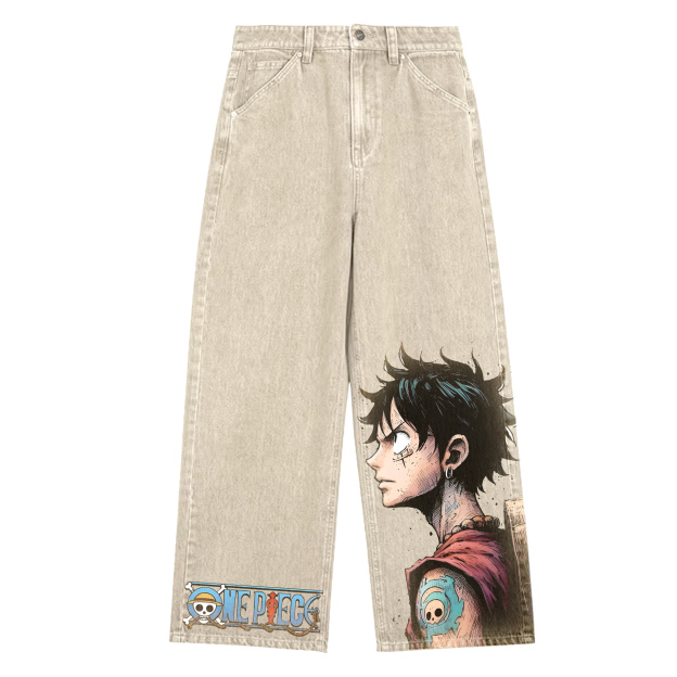 Unisex Anime Loose Straight Jeans