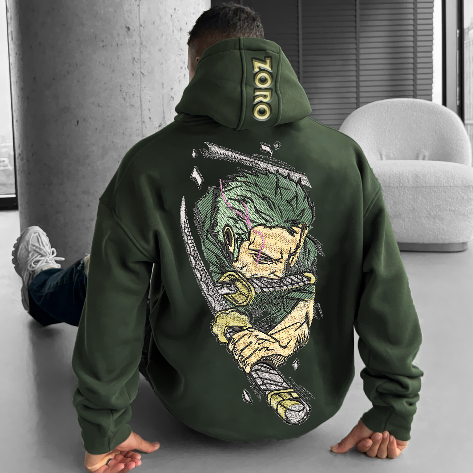 Unisex Pirate Straw Hat Anime Print Embroidery Casual Oversized Hoodie-Teegamechanger