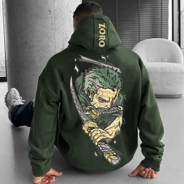 Unisex Pirate Straw Hat Anime Print Embroidery Casual Oversized Hoodie-Teegamechanger