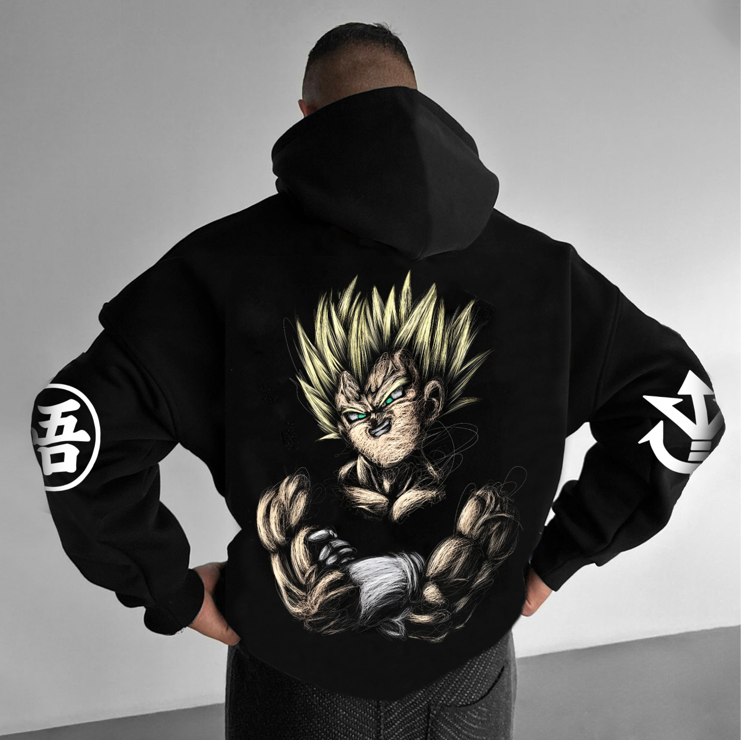 Unisex Anime Print Embroidered Casual Oversized Hoodie