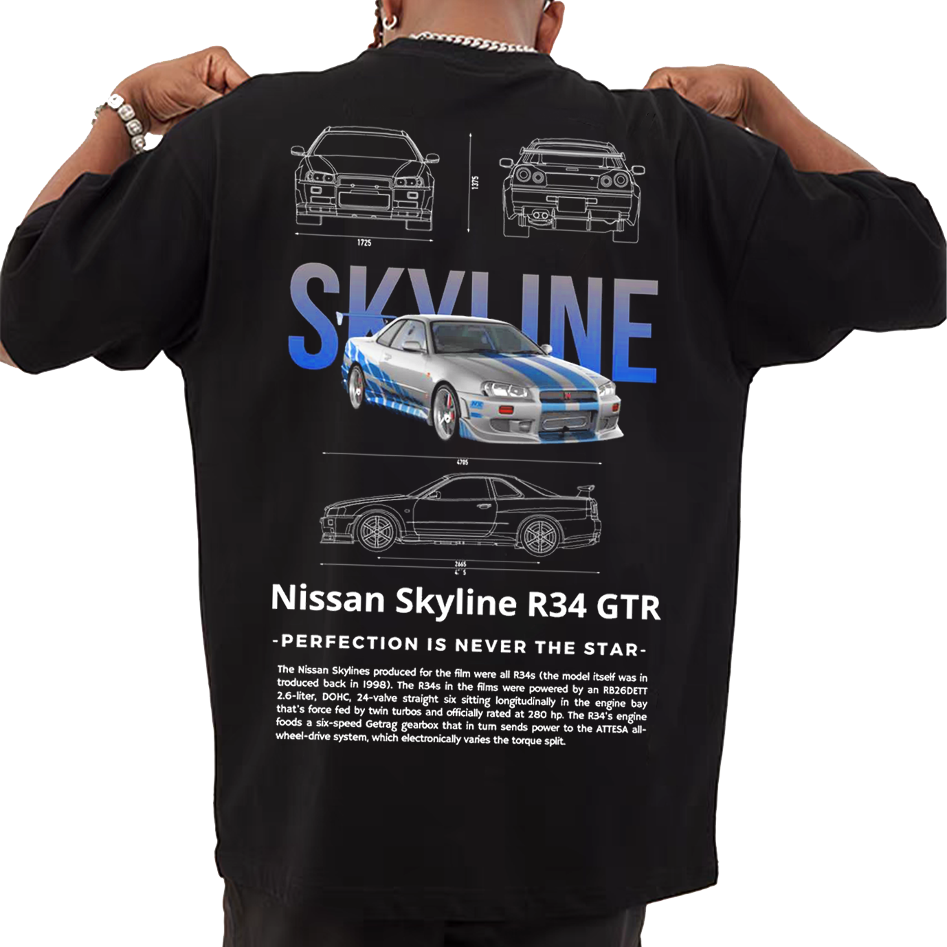 Men's Race Car Print Loose Short Sleeve Oversized T-Shirt