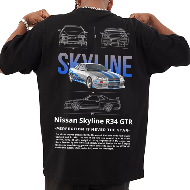 Men's Race Car Print Loose Short Sleeve Oversized T-Shirt