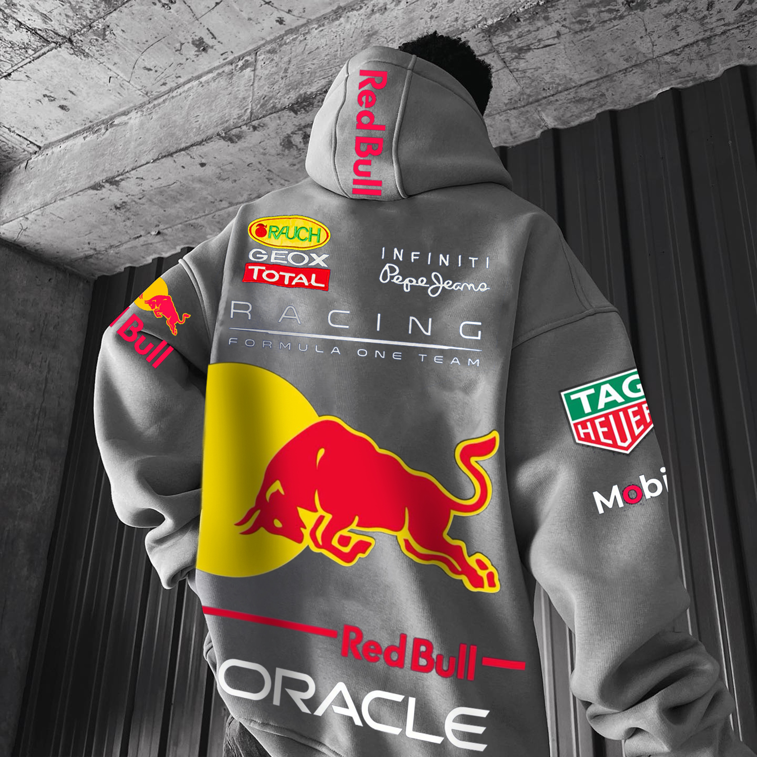 Men's Casual Racing Print Oversized Hoodie