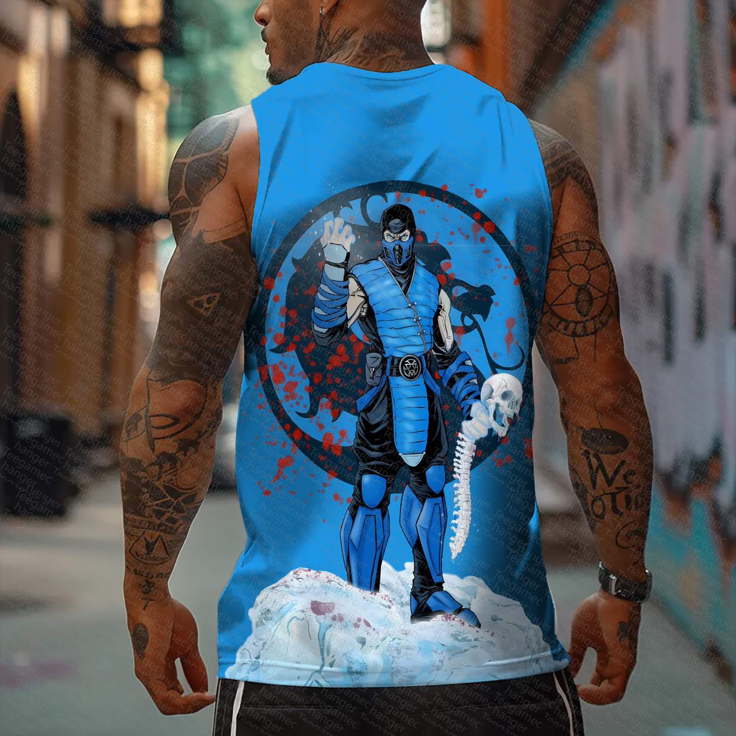 Oversized Anime Print Gym Tank Top