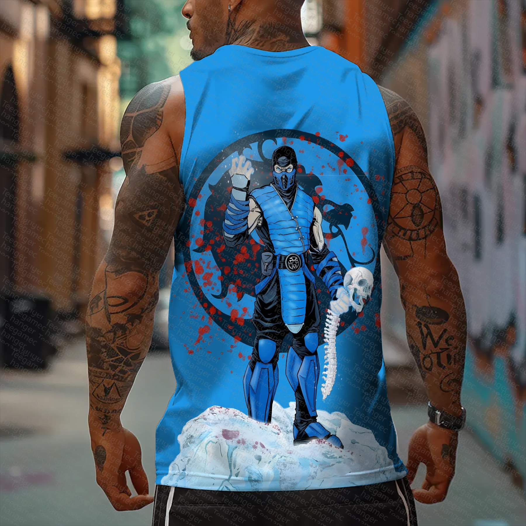 Oversized Anime Print Gym Tank Top