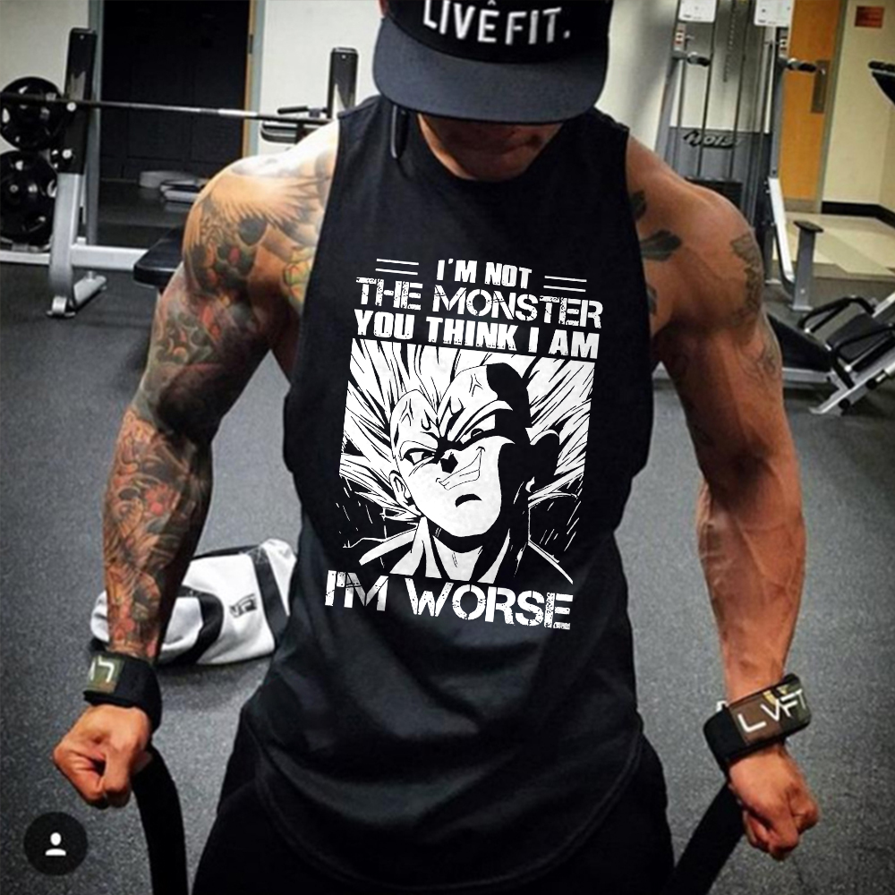 Men's Casual Anime Vegeta Printed Gym Tank Top
