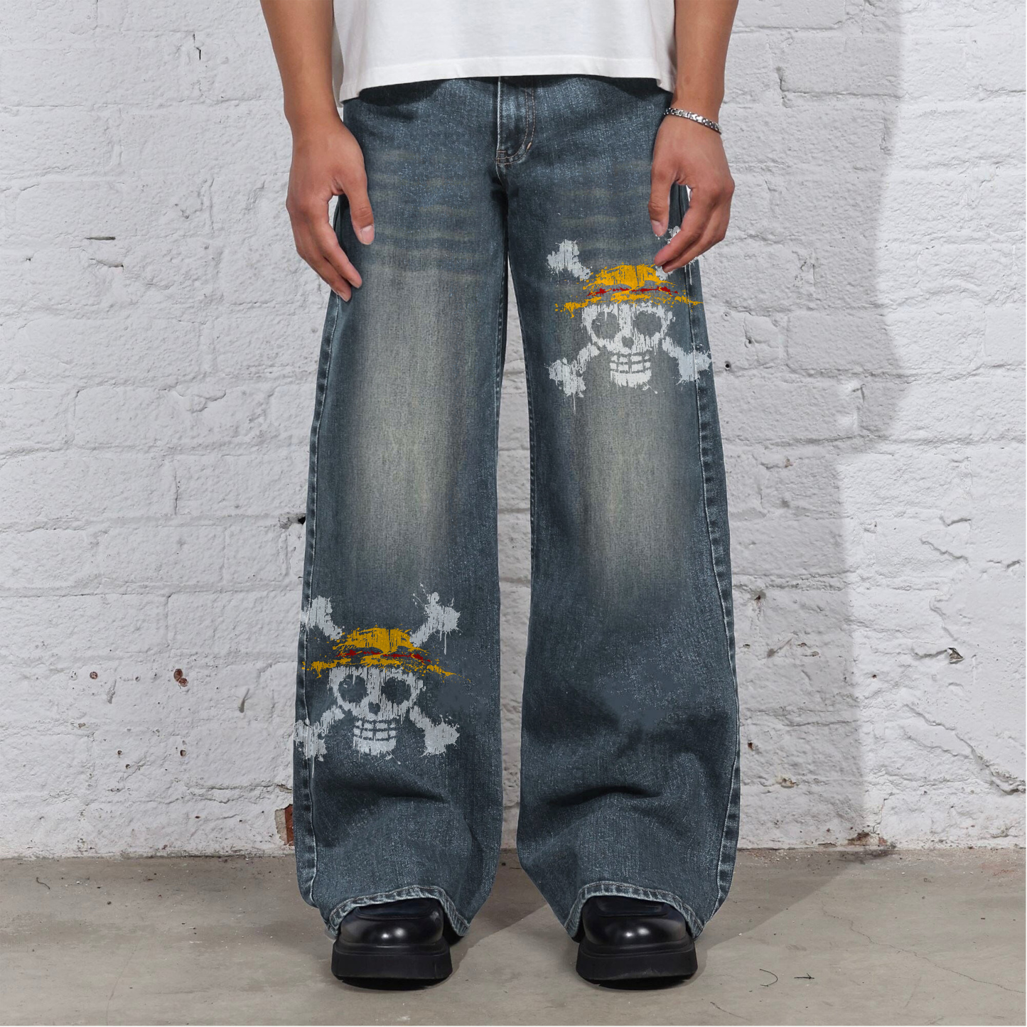 Unisex Anime Loose Straight Jeans