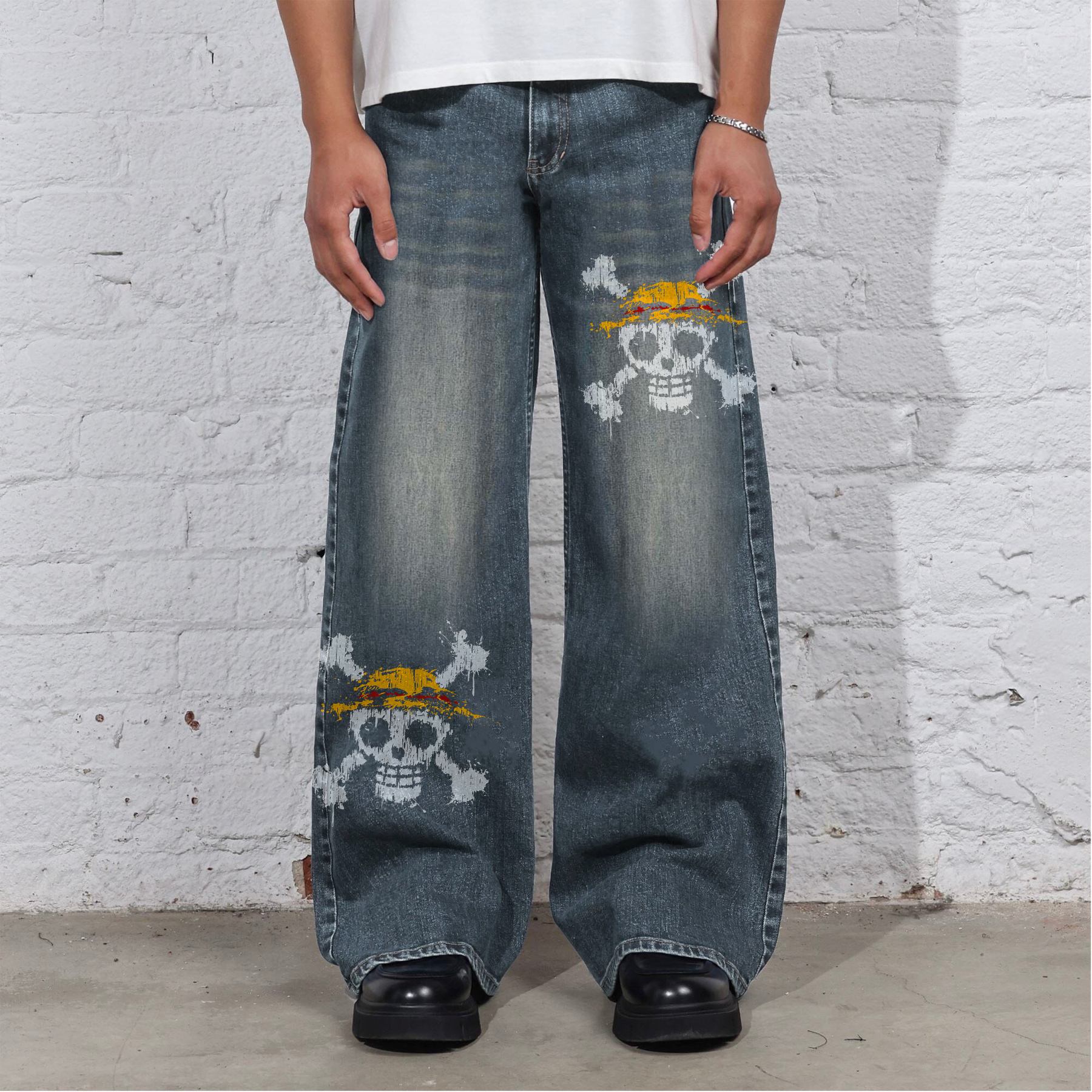 Unisex Anime Loose Straight Jeans