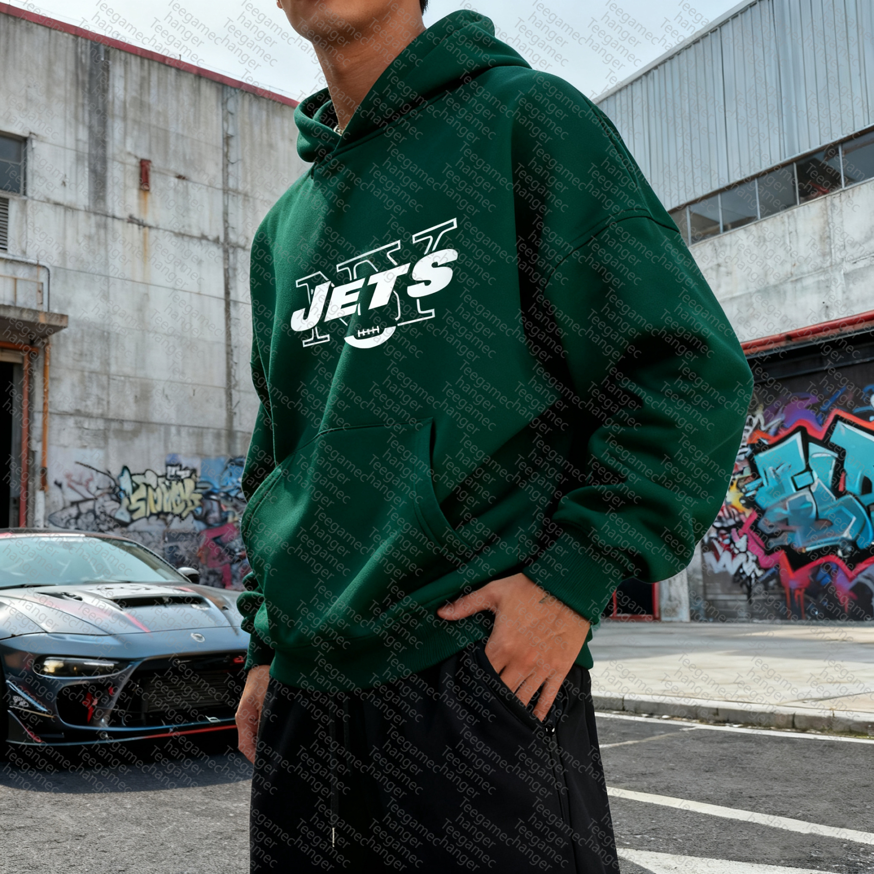 Unisex "New York Jets" Graphic Streetwear Vintage Plush Hoodie