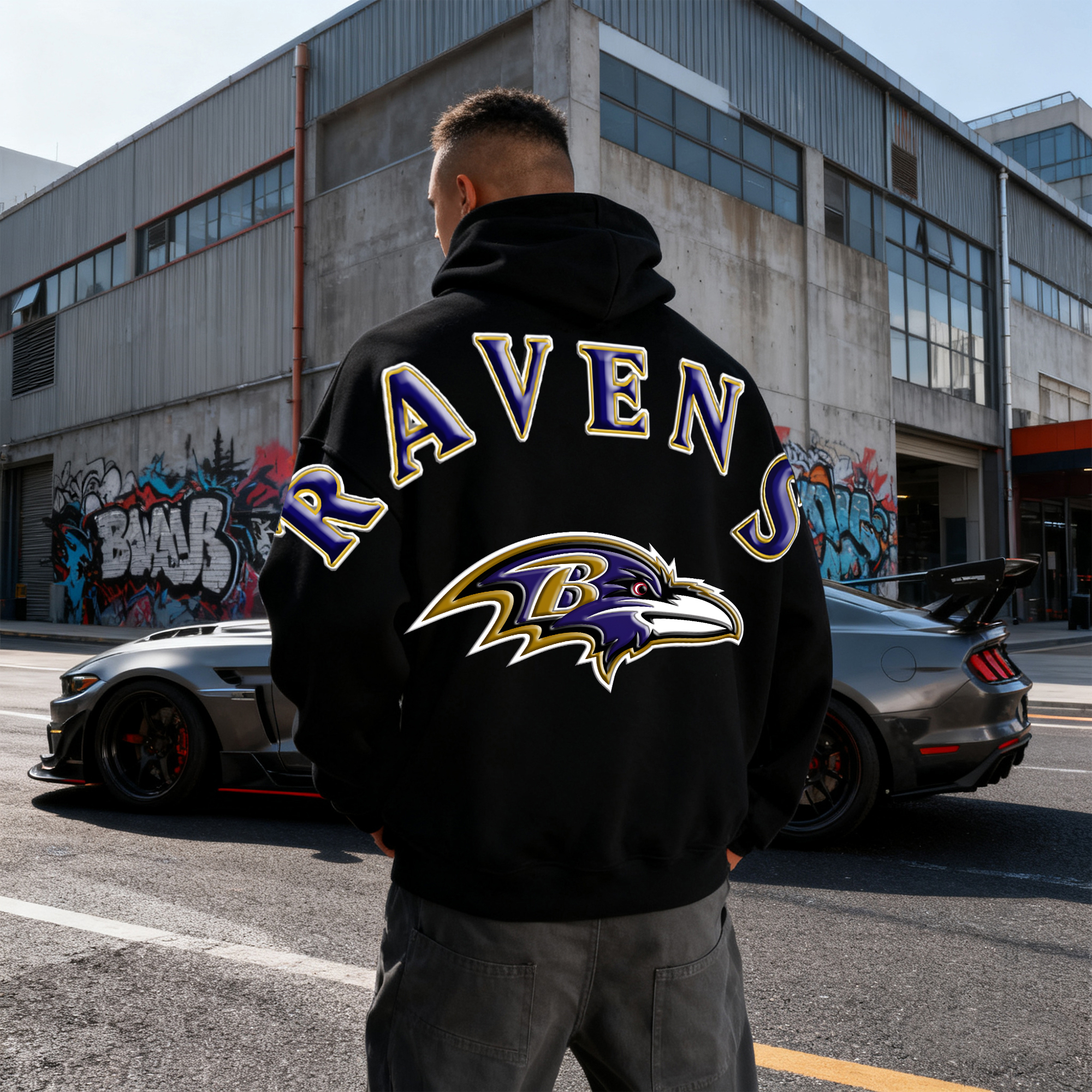 Unisex "Baltimore Ravens" Graphic Streetwear Vintage Plush Hoodie