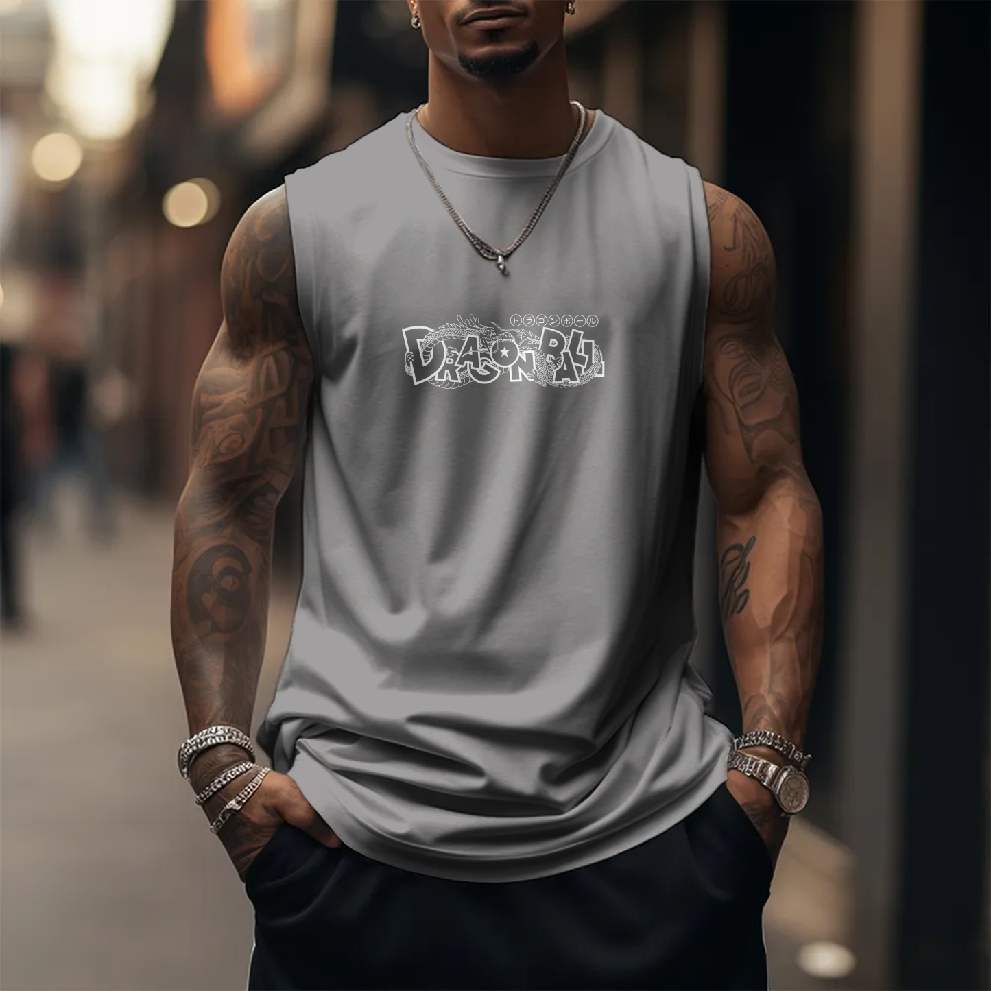 Oversized Anime Print Gym Tank Top丨Dragon Ball
