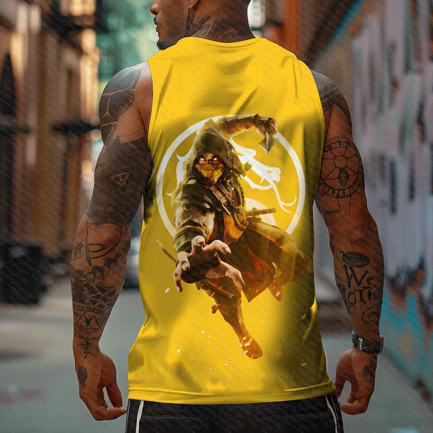 Oversized Anime Print Gym Tank Top