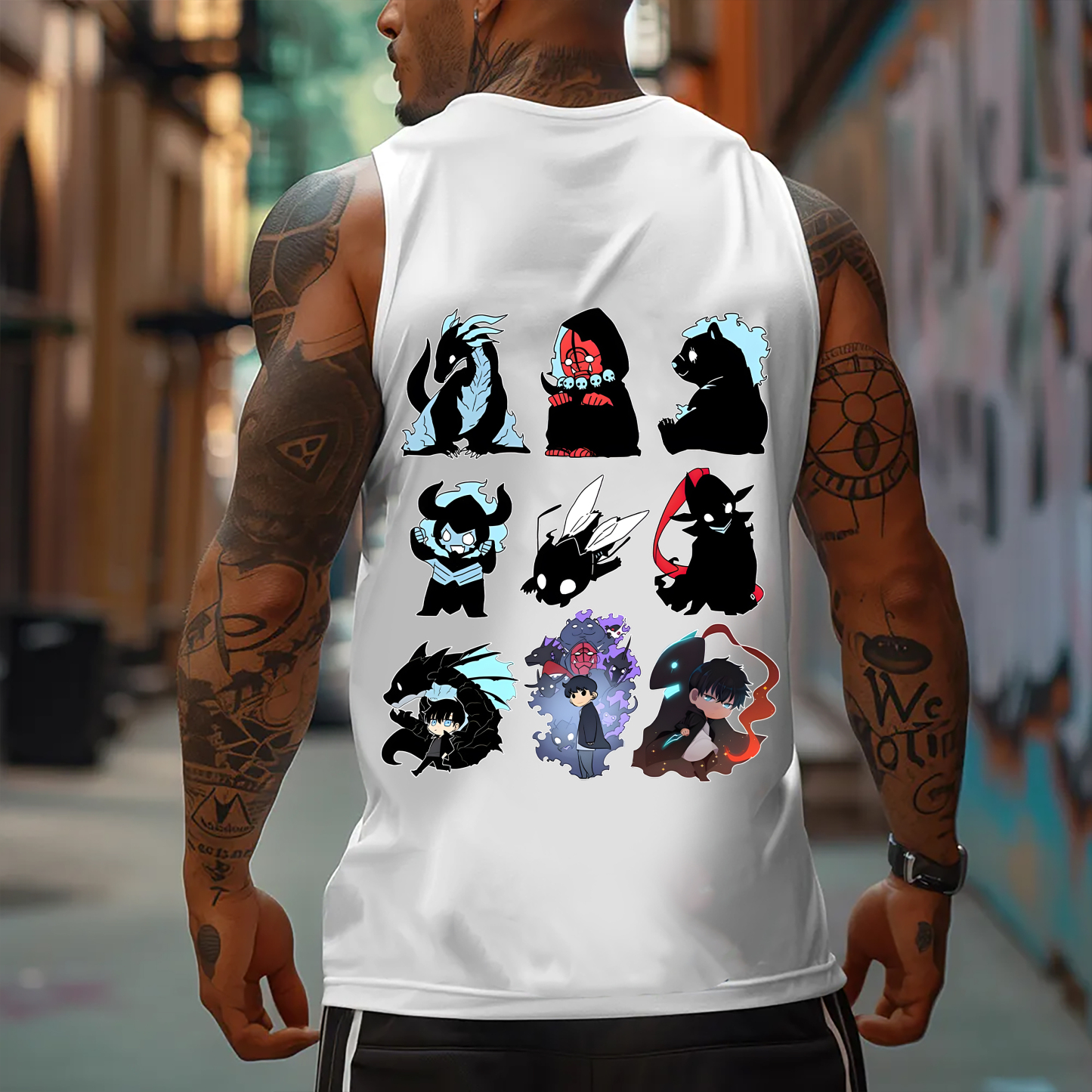Oversized Anime Print Gym Tank Top