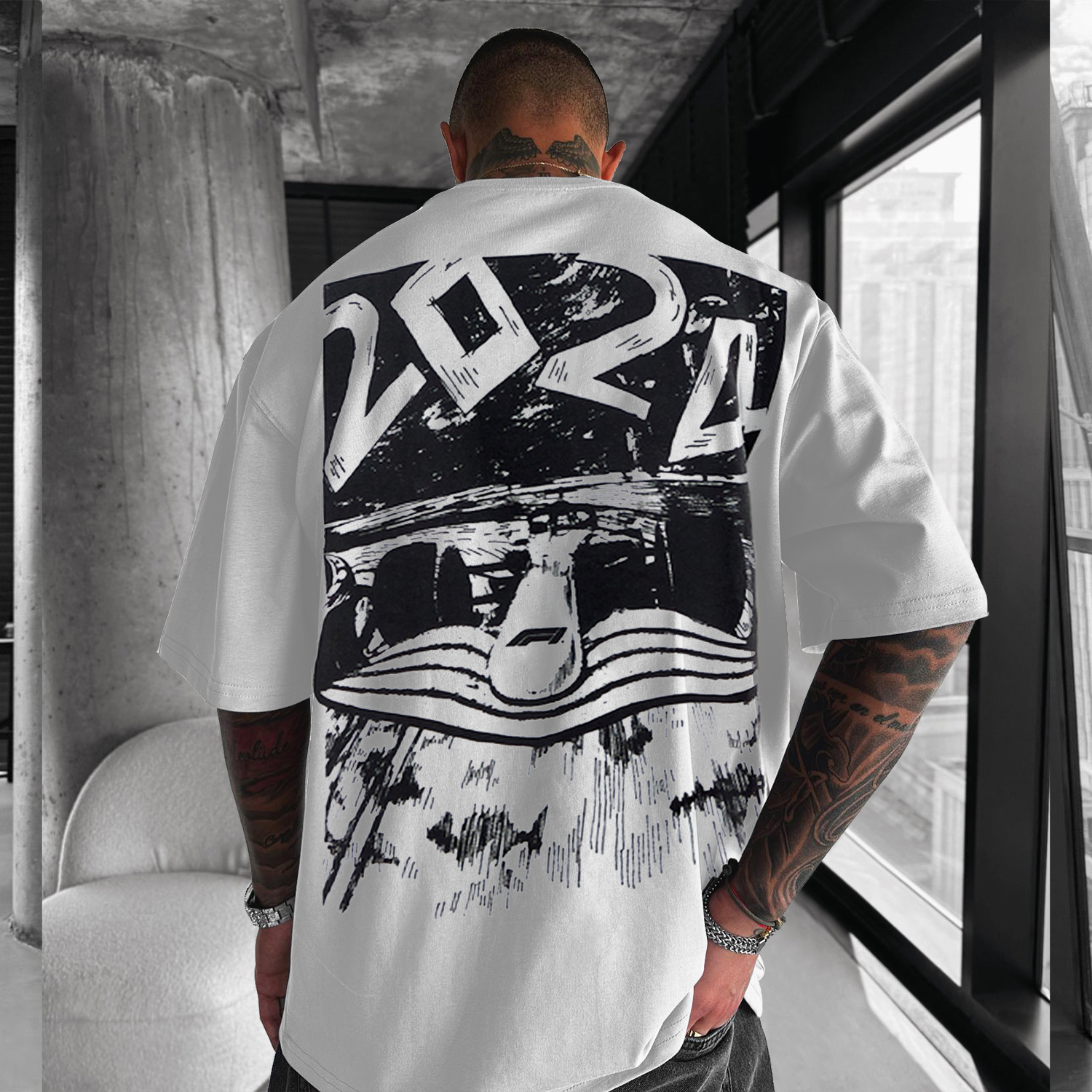 Men's Casual Printed Racing T-shirt