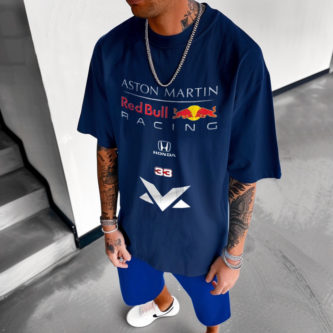 Aston Martin Racing Team Collaboration Fashion Printed Logo T-Shirt