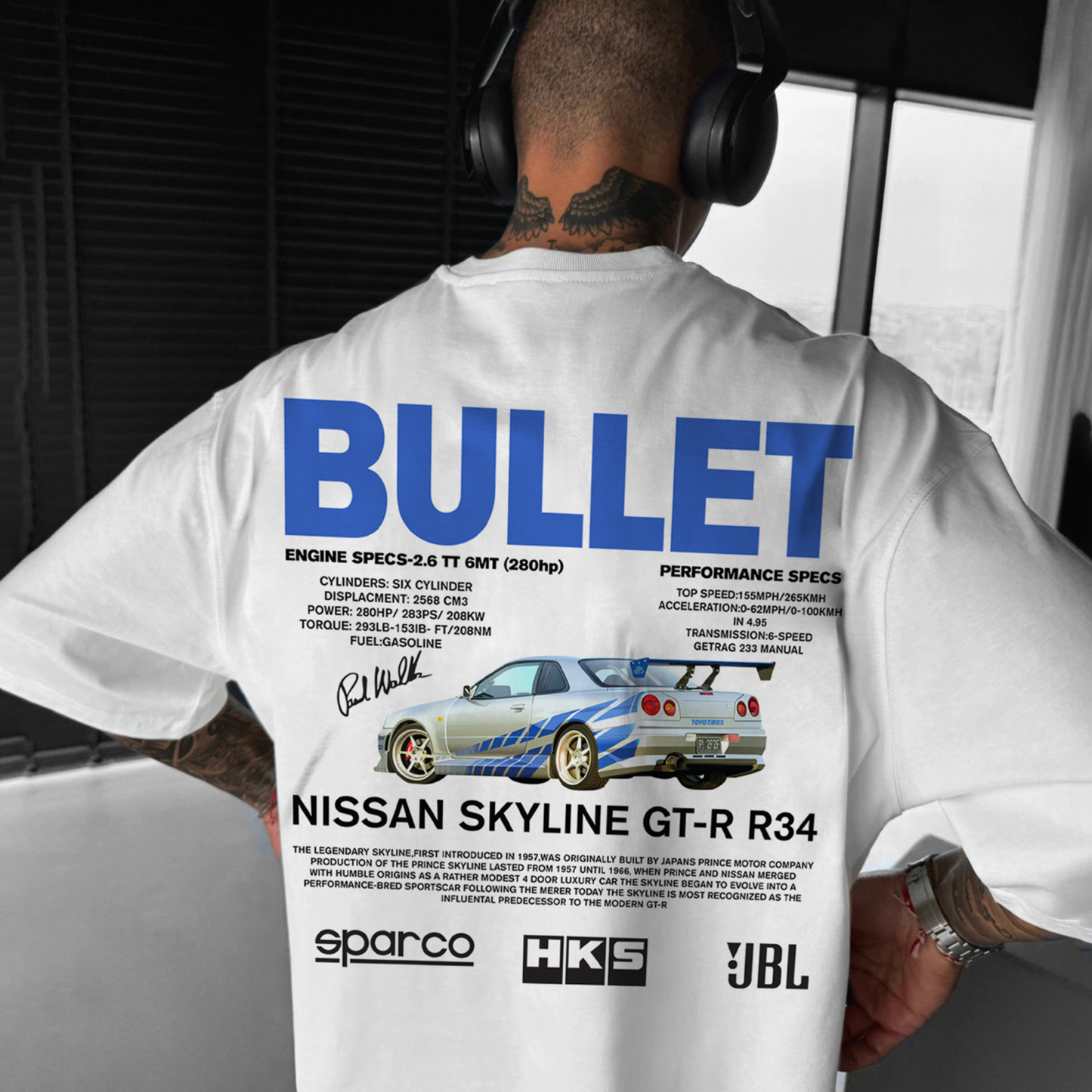 Unisex Casual And GT-R R34 Racing Print T-Shirt