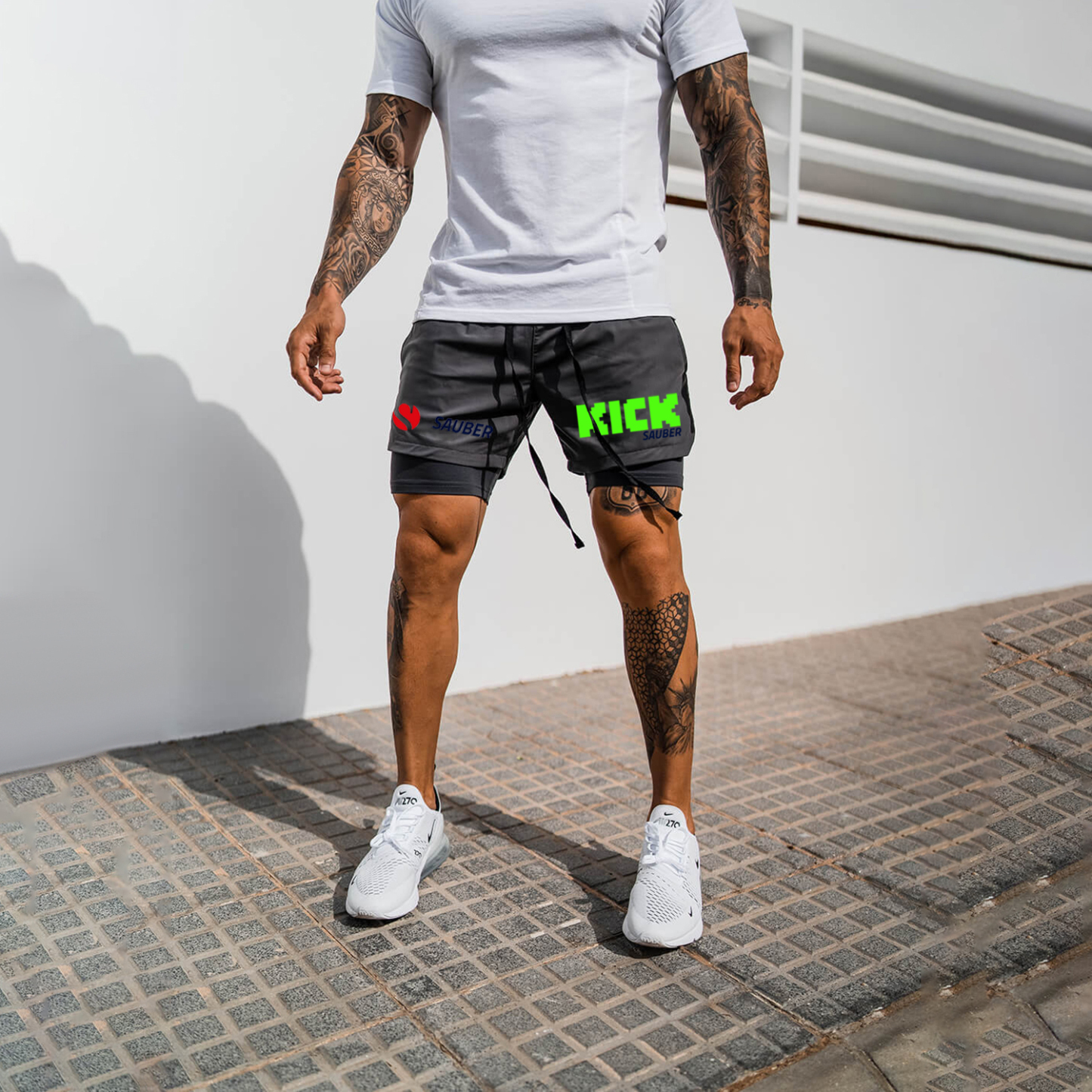 Men's Racing Print Double Layer Sports Shorts