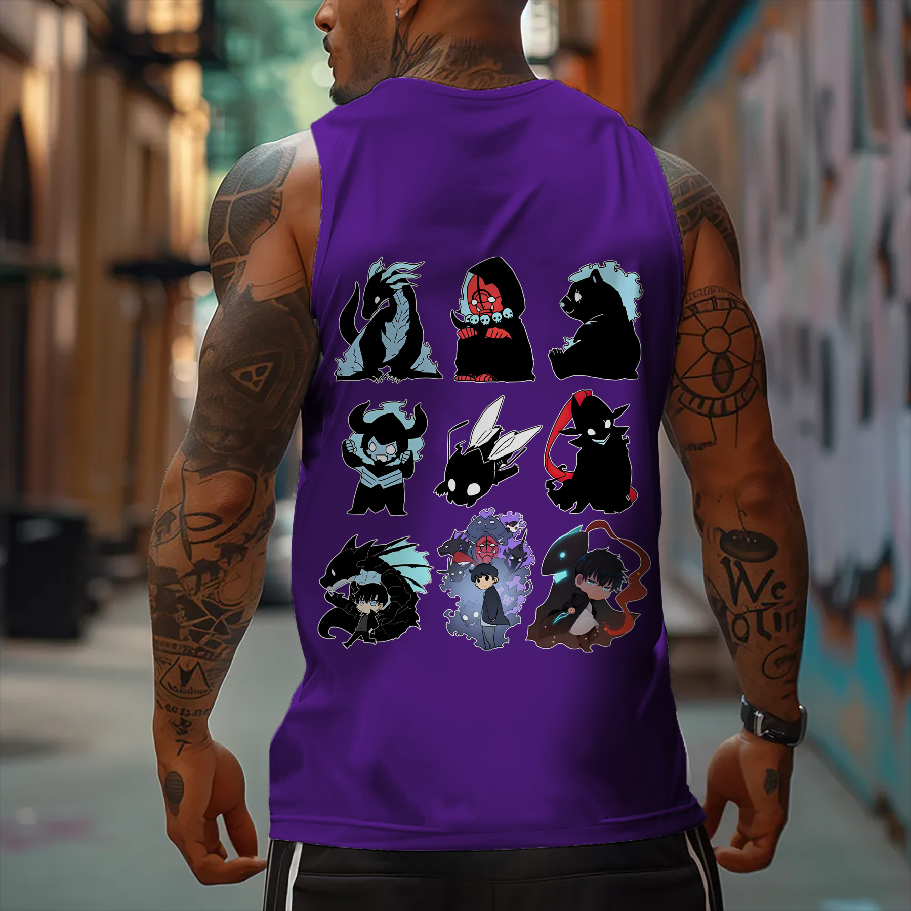 Oversized Anime Print Gym Tank Top