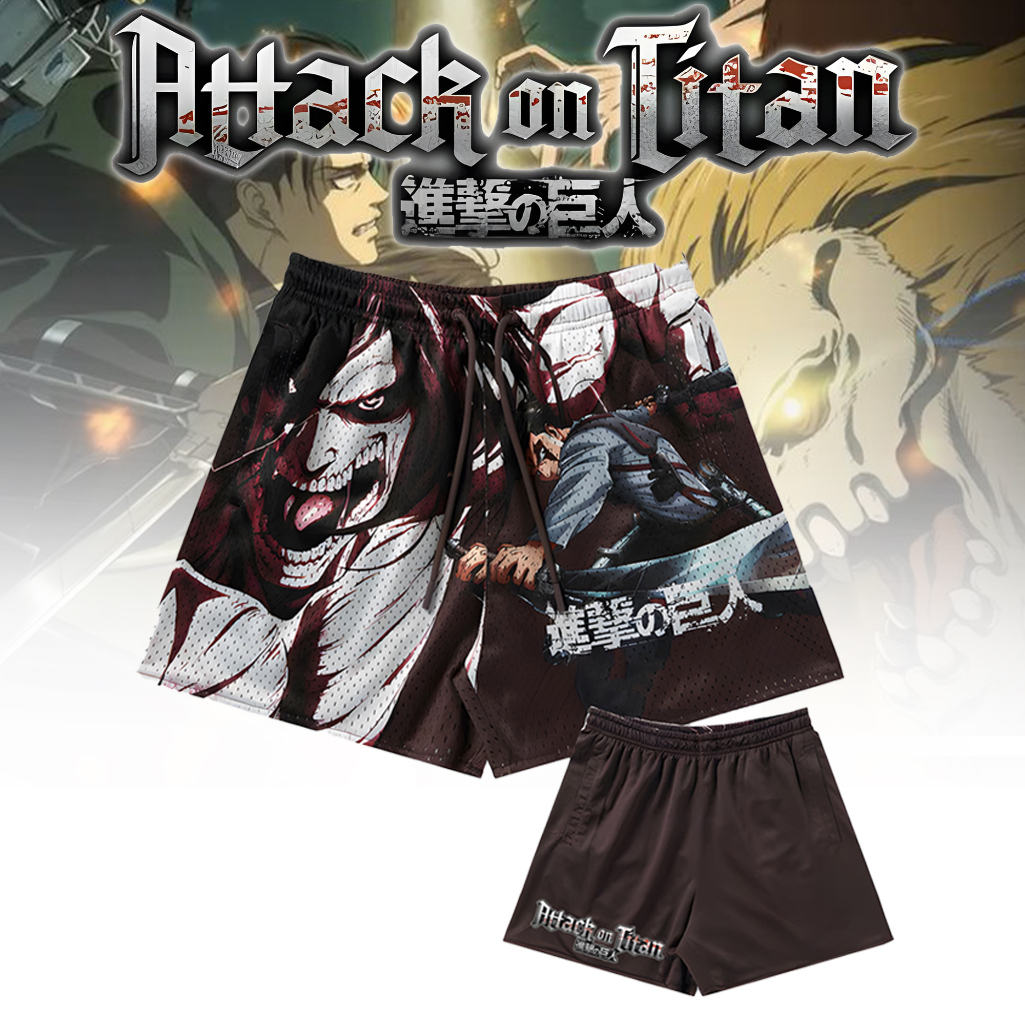Unisex "ATTACK ON TITAN" Anime Style Retro Shorts