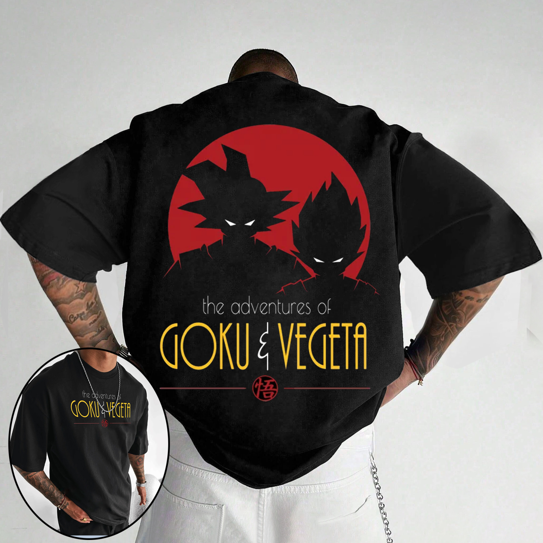 Unisex Oversized DB Goku & Vegeta Anime Print T-shirt