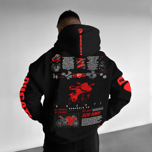 Unisex Motorcycle Printed Enthusiast Oversized Hoodie