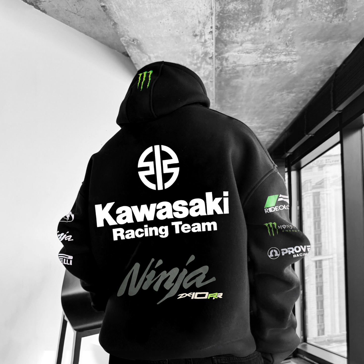 Oversize Racing Graphic Print Hoodie