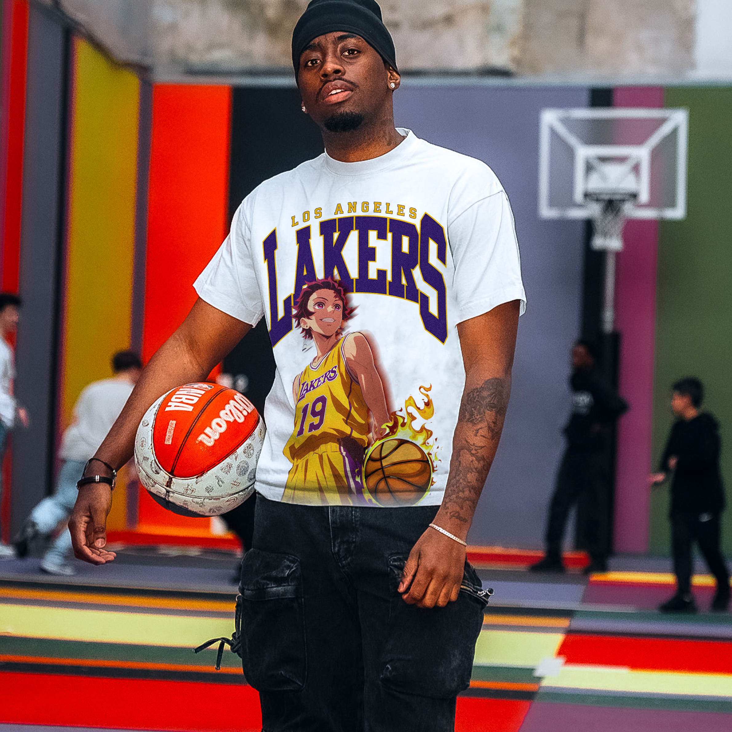 Unisex Vintage Tee丨 Lakers X Demon Slayer Tee