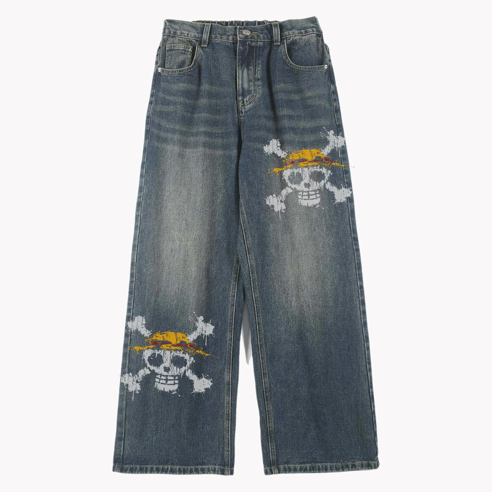 Unisex Anime Loose Straight Jeans