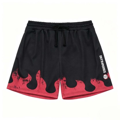 DEMON SLAYER RENGOKU MESH SHORTS (BLACK)