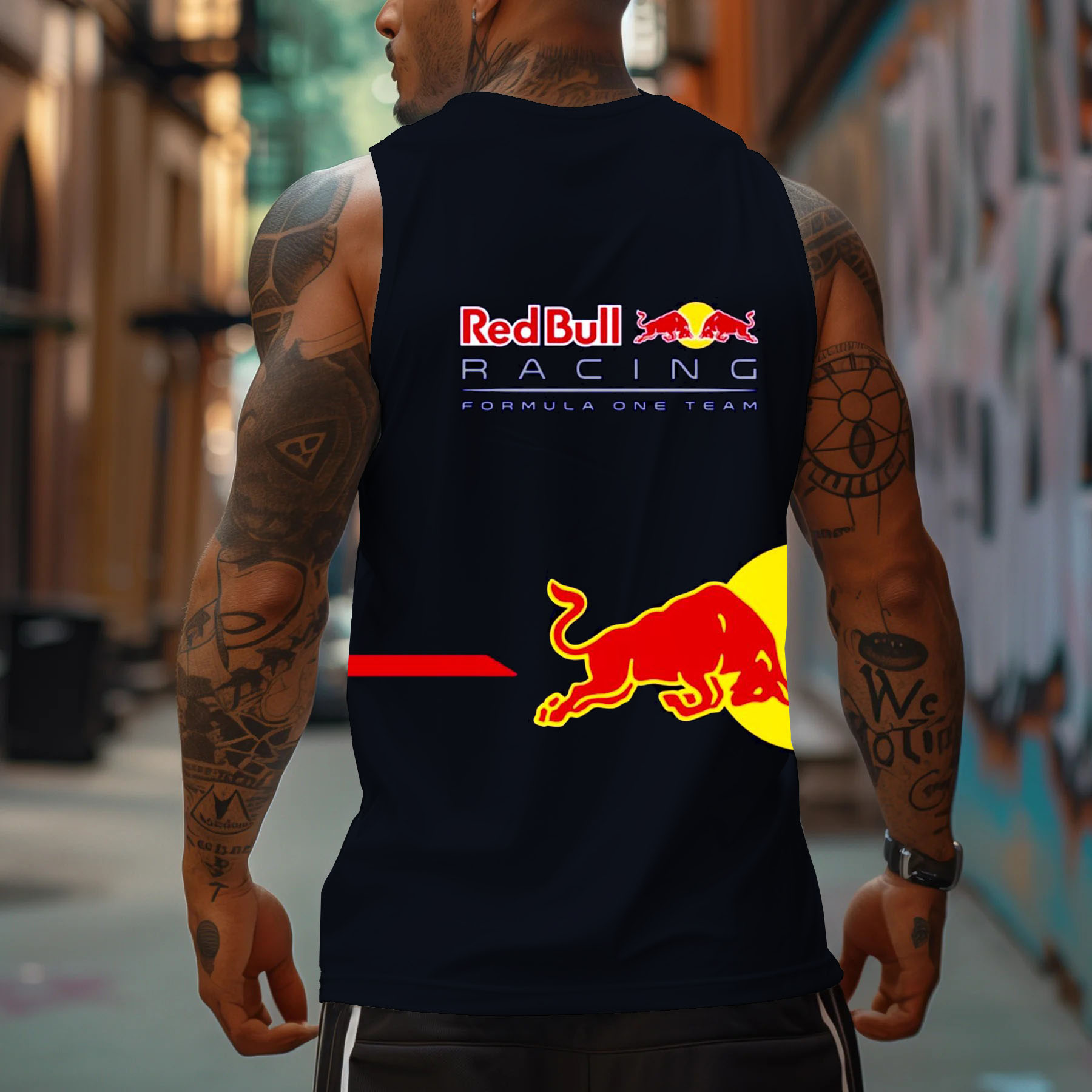 Unisex Loose Fit Racer Print Tank Top