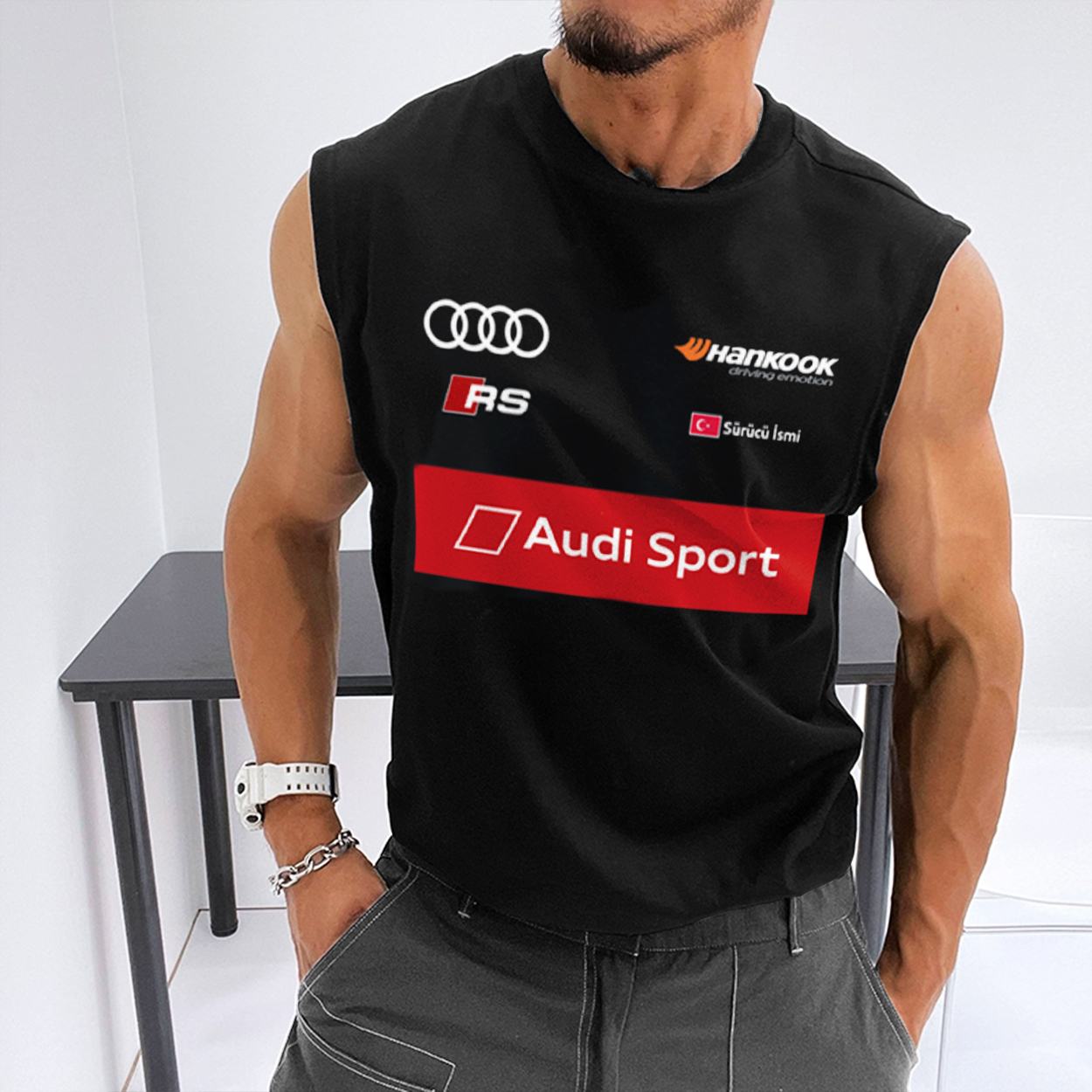 Mens Racing Club Fitness Sleeveless Tank