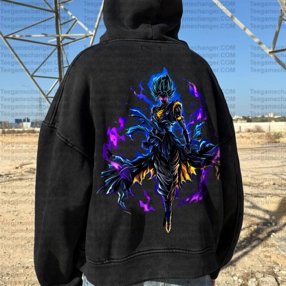 Unisex Anime Graphic Water wash Streetwear Vintage Hoodie