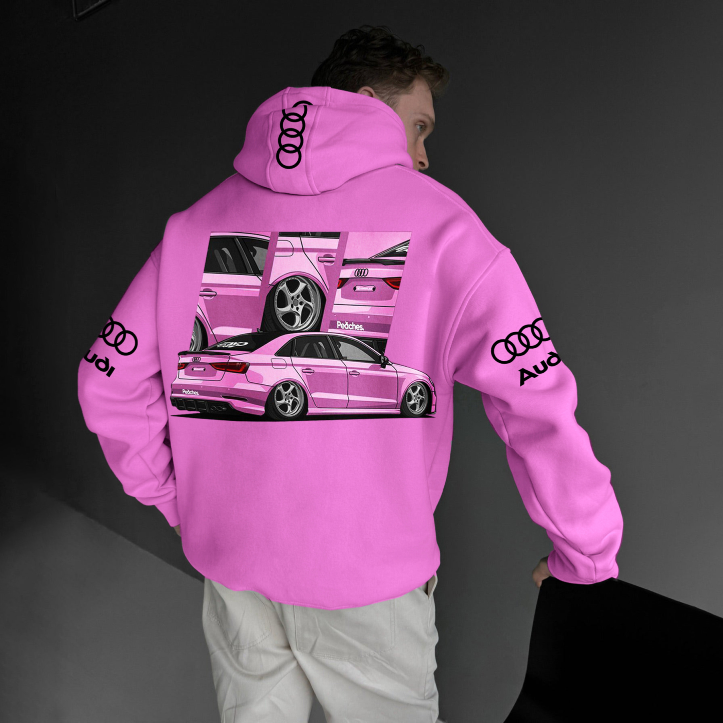 Oversize Sports Car Audi Print Hoodie