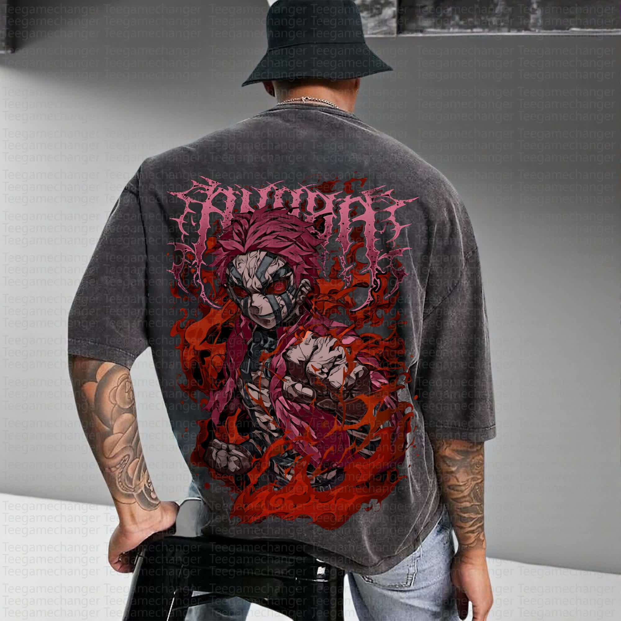 Unisex Anime Inspired Vintage Washed T-Shirt丨Demon Slayer