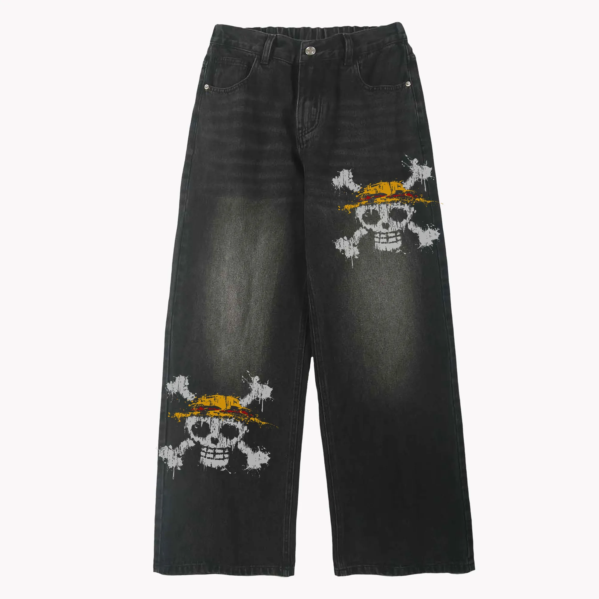 Unisex Anime Loose Straight Jeans