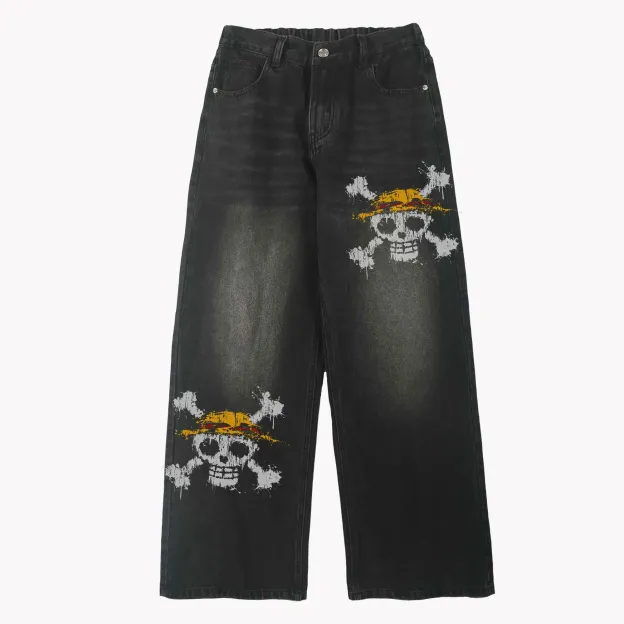 Unisex Anime Loose Straight Jeans