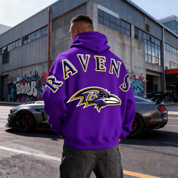 Unisex "Baltimore Ravens" Graphic Streetwear Vintage Plush Hoodie