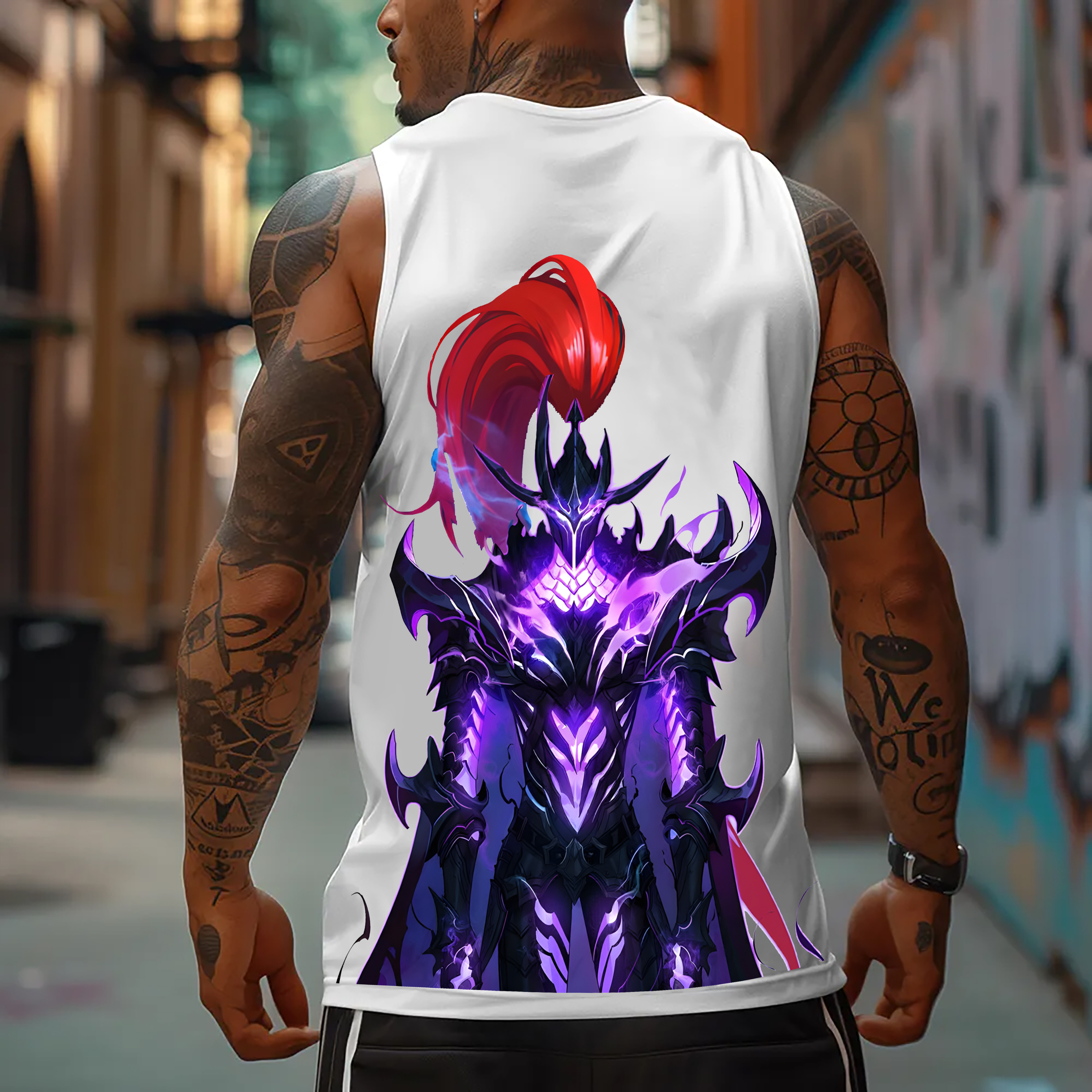 Oversized Anime Print Gym Tank Top