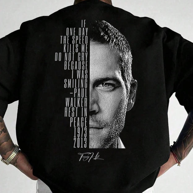 Men's Commemorative Print Loose Short Sleeve Oversized T-Shirt