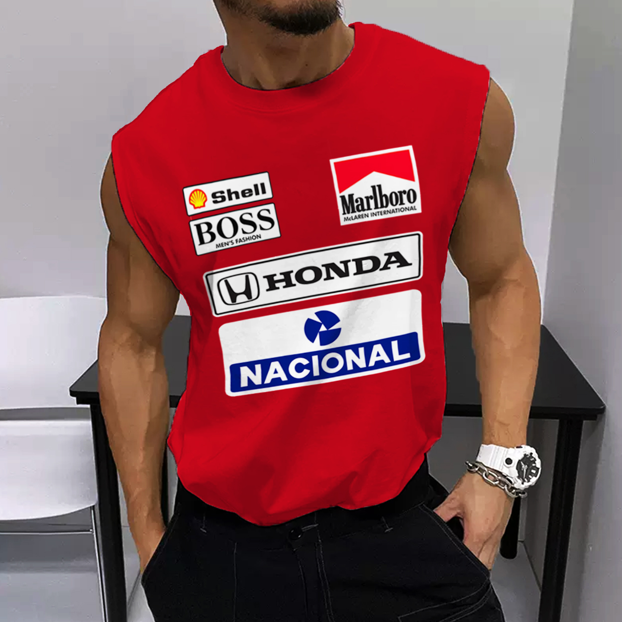 Men's Racing Club Team Print Sleeveless Tank